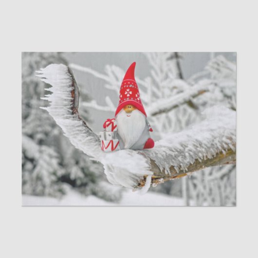 Kerstelf Sneeuwbomen Tissuepapier (Voorkant)
