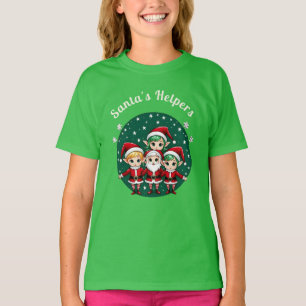 Kerstelfen Santa Helpers Charmeuze Kerstvakantie T-shirt