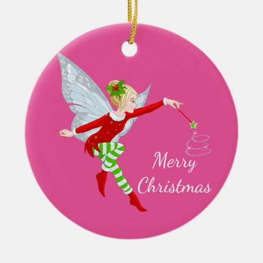 Kerstelfenornament Keramisch Ornament (Voorkant)