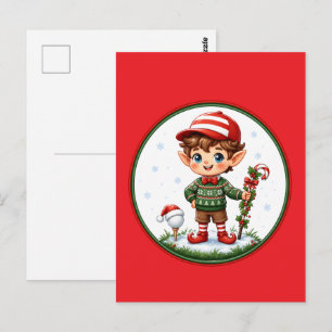 Kerstelfgolfer Leuke Kerstboomornament Briefkaart