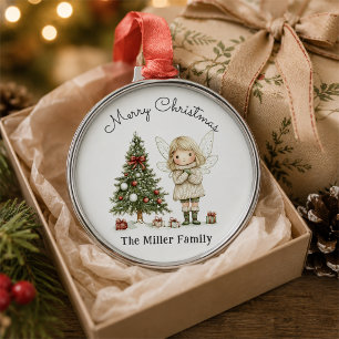 Kerstelfje en Kerstboom Persoonlijke Cadeau Metalen Ornament