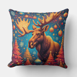 Kerstelijke Eland Versierd Met Kerstversiering Kussen