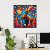 Kerstelijke Eland Versierd Met Kerstversiering Poster (Thuiskantoor)