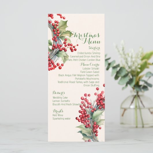 Kerstelijke feestelijke kerstdinermenu menu (Staand voorkant)