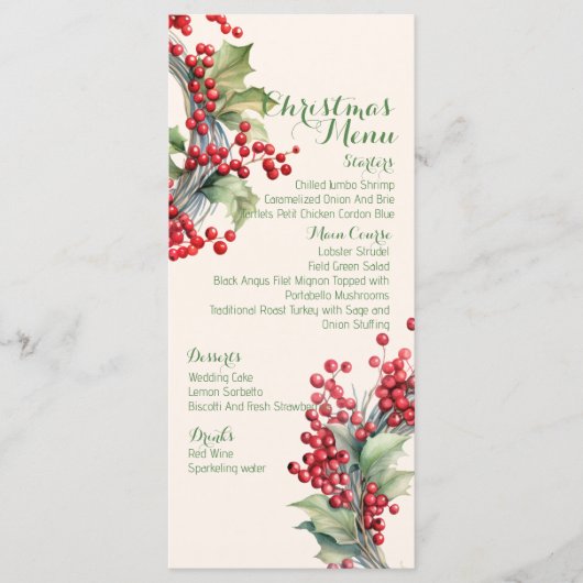 Kerstelijke feestelijke kerstdinermenu menu (Voorkant)