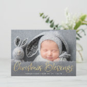 Kerstelijke geboorteaankondiging met gouden letter aankondiging (Staand voorkant)