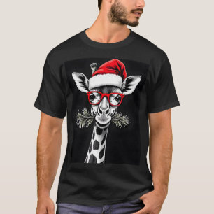 Kerstelijke Giraffe Kerstman Hoed Pyjama Cadeau Fa T-shirt