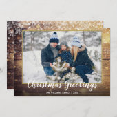 Kerstelijke groet foto landelijke houtstijl feestdagenkaart (Voorkant / Achterkant)