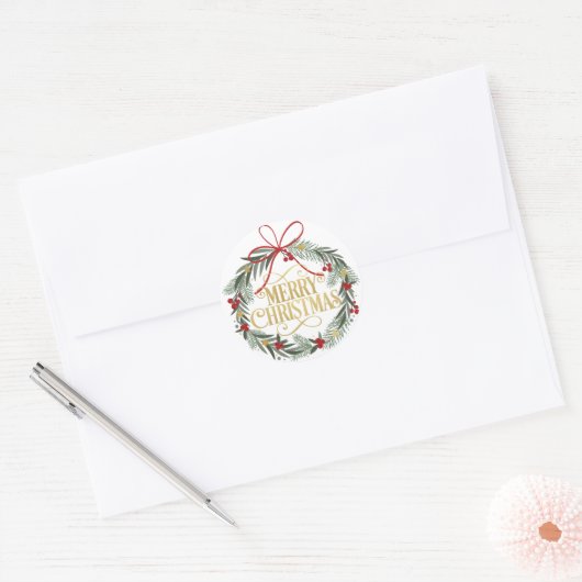 Kerstelijke Kerstkrans Sticker (Envelop)