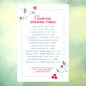 Kerstelijke openingstijden, groene rode hulst raamsticker (Vel 3)