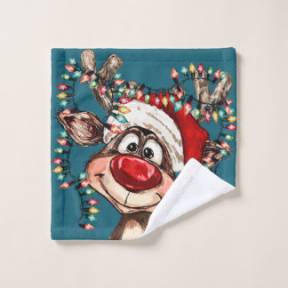 Kerstelijke rendier kerst douchegordijn washandje