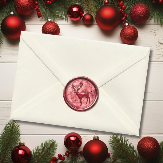 Kerstelijke rendier rode namaakwas ronde sticker