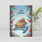 Kerstelijke Turtle Flat Kerstkaart (Staand voorkant)