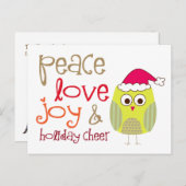 Kerstelijke Uil, Ansichtkaart Feestdagenkaart (Voorkant / Achterkant)