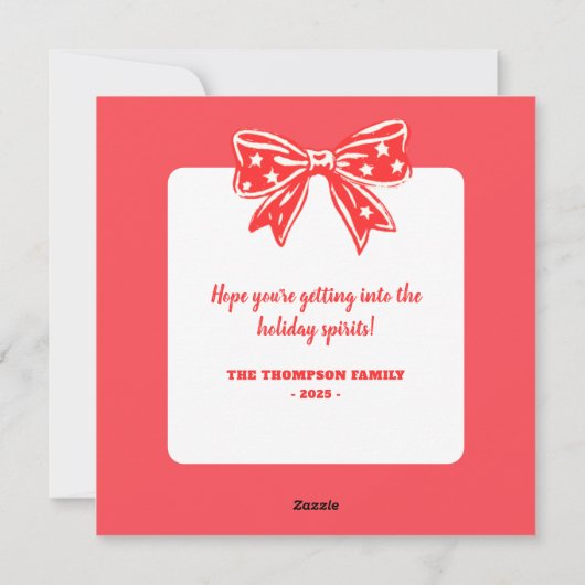 Kerstelijke vrolijkheid en drank feestdagenkaart (Achterkant)