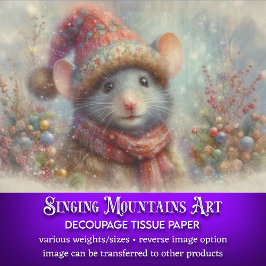 Kerstelijke Watervlekkerige Kerstmuis Decoupage Tissuepapier
