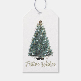 Kerstelijke wensen. Kerstboom Cadeaulabel