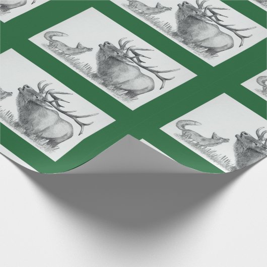 KerstElk en Fox Cadeaupapier (Hoek)