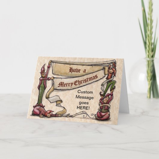 KerstElves Feestdagen Kaart (Voorkant)