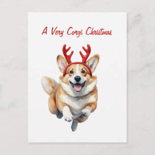 Kersten Corgi met rendiergewei personaliseren Briefkaart
