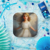 Kerstengel 2 papieren bordje (Feest)