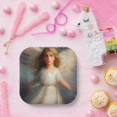 Kerstengel 2 papieren bordje (Feest)