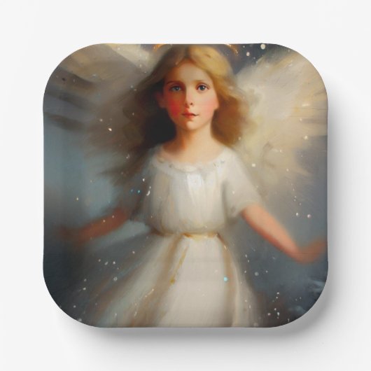 Kerstengel 2 papieren bordje (Voorkant)