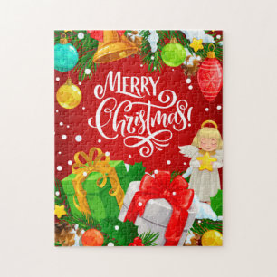 kerstengel en cadeautjes legpuzzel