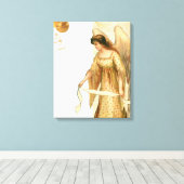 Kerstengel en siervoorwerpen canvas afdruk (Insitu (Houten vloer))