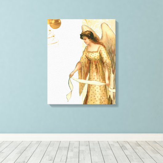 Kerstengel en siervoorwerpen canvas afdruk (Insitu (Houten vloer))