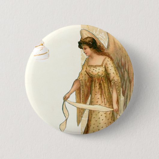 Kerstengel en siervoorwerpen ronde button 5,7 cm (Voorkant)