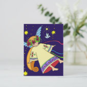 kerstengel feestdagenkaart (Staand voorkant)