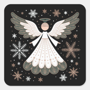 Kerstengel Glitter Christelijk Kerstmis Religieus Vierkante Sticker