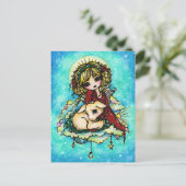 Kerstengel Lamb Snow Fantasy Art Briefkaart (Staand voorkant)