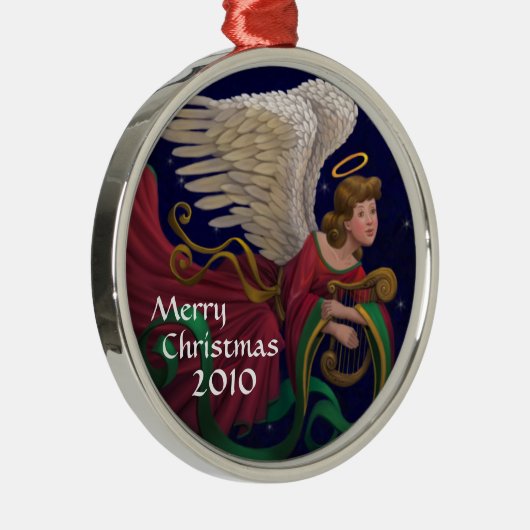 Kerstengel met Harp Round Ornament (Rechts)