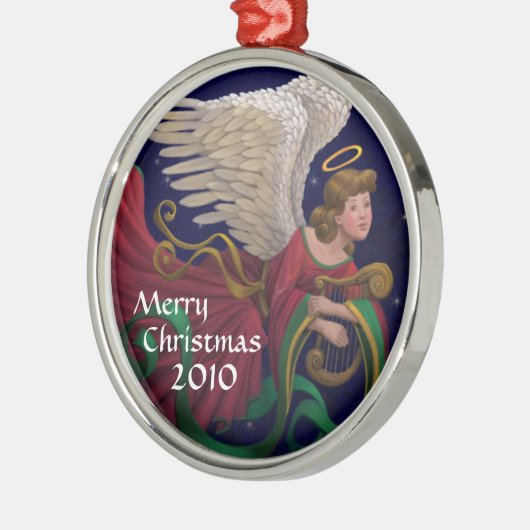 Kerstengel met Harp Round Ornament (Links)