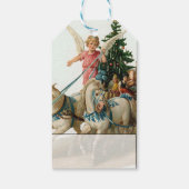 Kerstengel met kwaadwillende kerstcadeaus cadeaulabel (Achterkant)