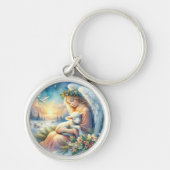 Kerstengel met lam in de wintervrede sleutelhanger (Voorkant)