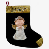 Kerstengel met naam, goud grote kerstsok (Voorkant)