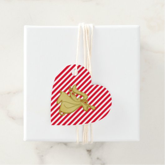 Kerstengel moderne strepen rood wit goud bedankjes labels (In situ)