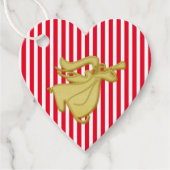 Kerstengel moderne strepen rood wit goud bedankjes labels (Voorkant)