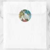 Kerstengel op het raam ronde sticker (Tas)