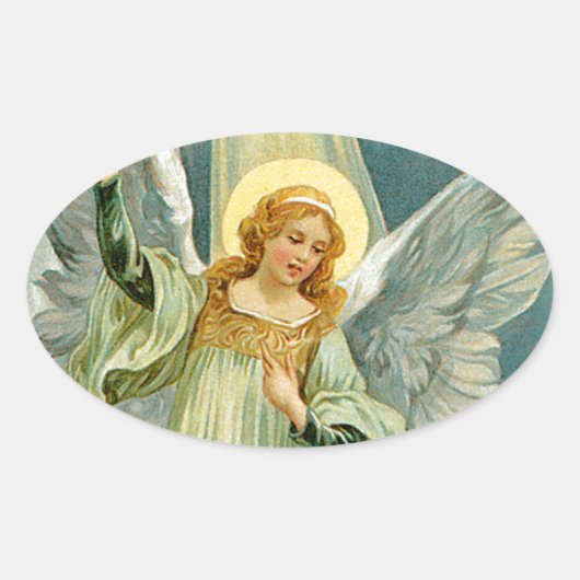 kerstengel ovale sticker (Voorkant)