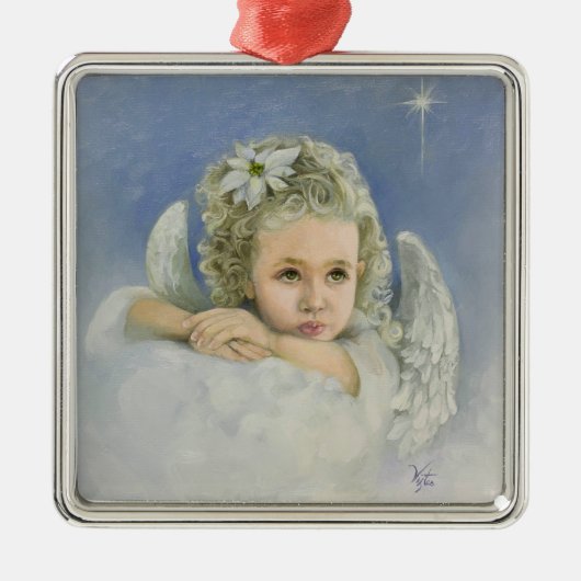 Kerstengel Plein Metalen Ornament (Voorkant)