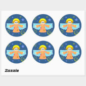 kerstengel ronde sticker (Vel)