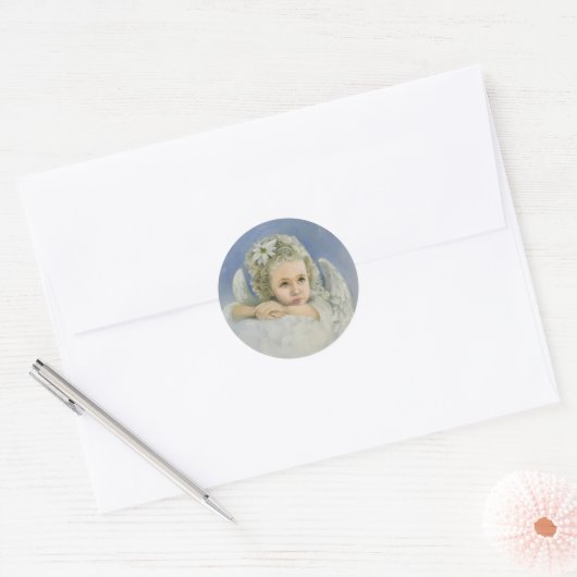kerstengel ronde sticker (Envelop)