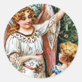 kerstengel ronde sticker
