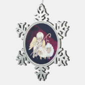 Kerstengel Shepherd met lammeren Tin Sneeuwvlok Ornament (Rechts)