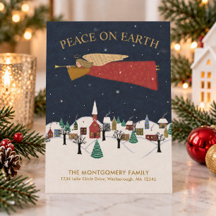 Kerstengel Stad Volkskunst Kerst Bewegend Aankondiging