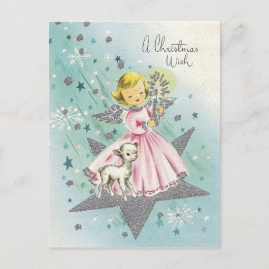 kerstengel uit de middeleeuwen en Lamb Feestdagenkaart (Voorkant)